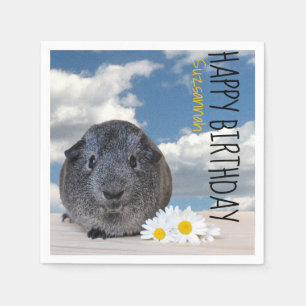 Barns Födelsedagsfest Daisy Grått Guinea Gris Pappersservett