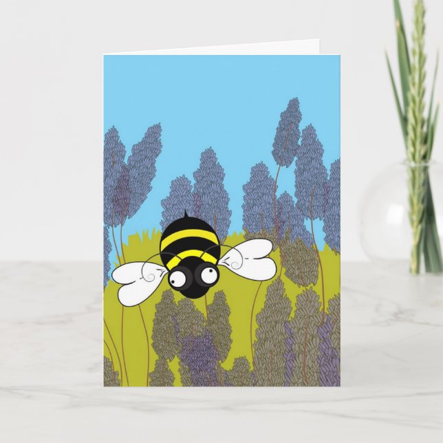 Barns födelsedagskort Lavender Bee Card Kort (Framsida)