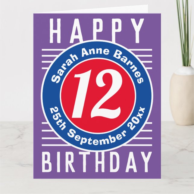 Barns födelsedagskort med ålder, Namn och datum Kort (Framsida)