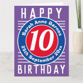 Barns födelsedagskort med ålder, Namn och datum Kort