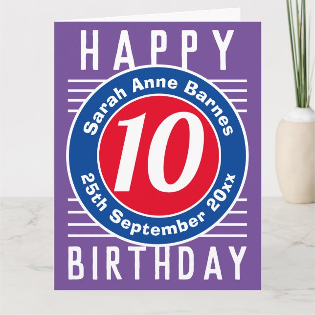 Barns födelsedagskort med ålder, Namn och datum Kort (Framsida)