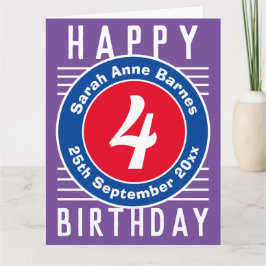 Barns födelsedagskort med ålder, Namn och datum Kort