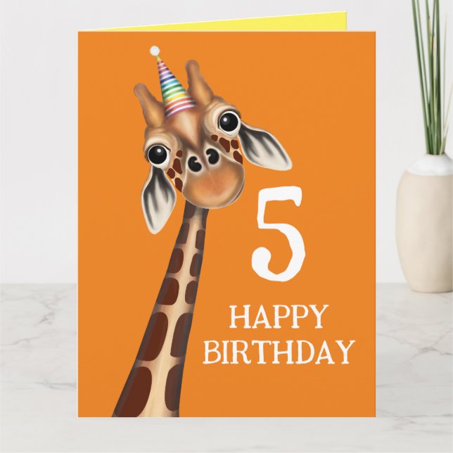 Barns födelsedagskort med hög ålder - Giraffe Kort (Framsida)