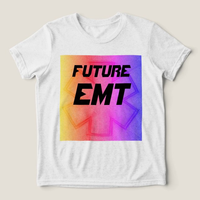 Barns framtida EMT-gultens rosa och lila stjärna i T Shirt (Design Framsida)