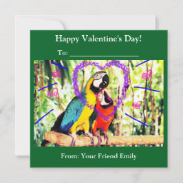Barns Funky Classroom Valentines Kärlek Parrots Julkort
