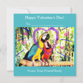 Barns Funky Classroom Valentines Kärlek Parrots Julkort