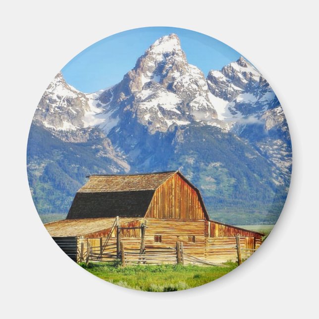 Barns Grand Tetons Mountains Magnet (Framsidan)