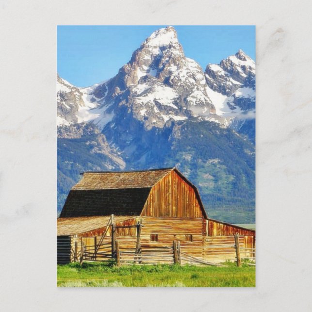 Barns Grand Tetons Mountains Vykort (Framsida)