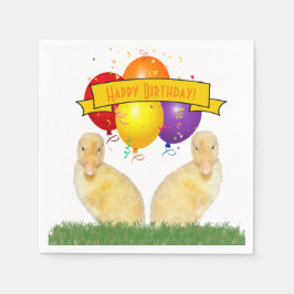 Barns Gult Ducklings-ballonger i Grattis på födels Pappersservett