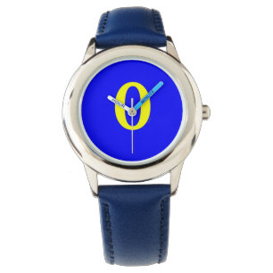 Barns Gult nummer 0 Blue Bezel Wrist Watch Armbandsur