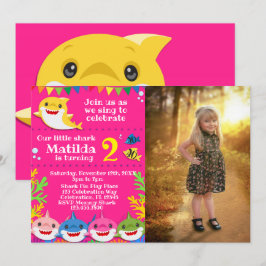 Barns Gult Rainbow Shark Birthday Photo Invatio Inbjudningar