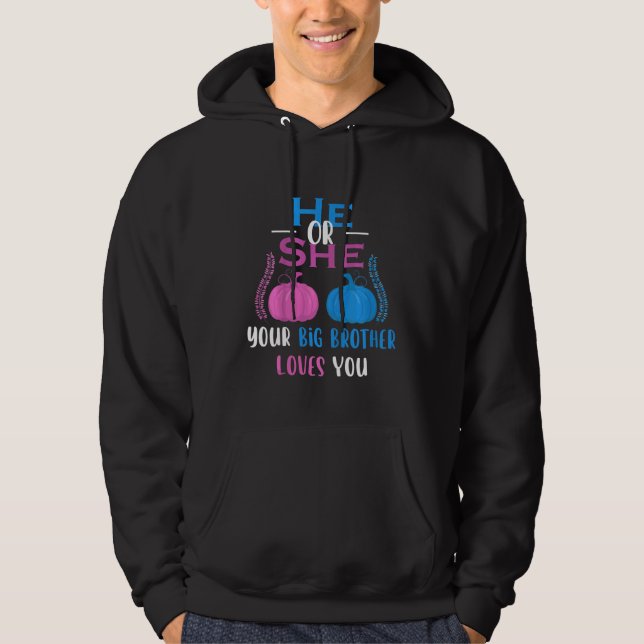 Barns han eller hon din storebror Kärlek du Gender Hoodie (Framsida)
