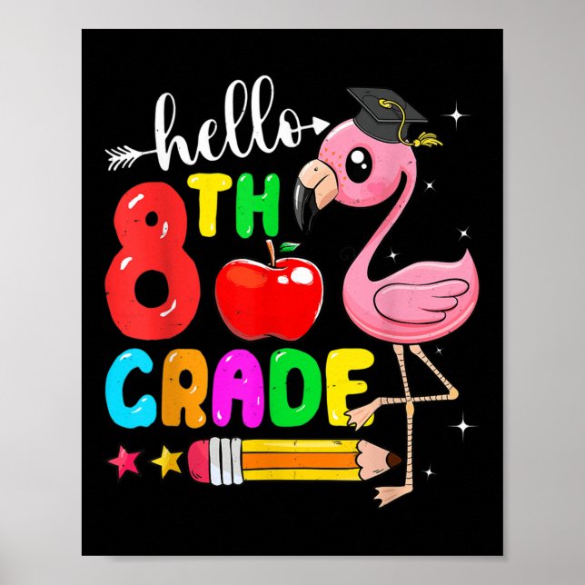 Barns Hej 8:e Klass Flamingo Back to school First Poster (Framsidan)