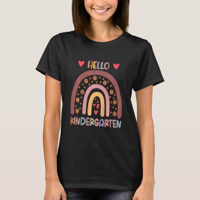 Barns Hej Kindergarten Rainbow Teåterbetalningslär T Shirt (Framsida)