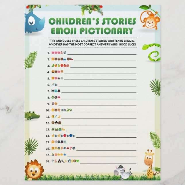 Barns historia Emoji Pictionary [Djurtema] Brevhuvud (Framsida)