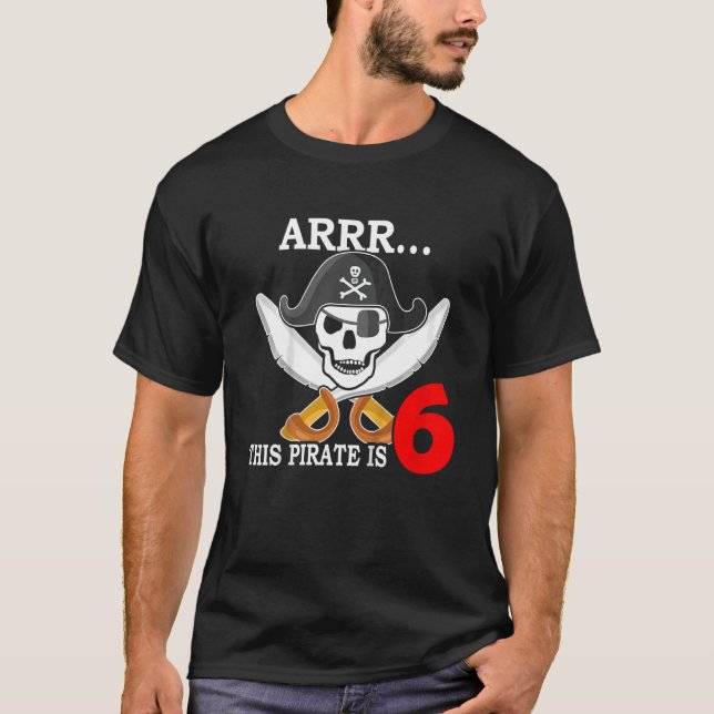 Barns jag är 6 år Pirat kapten 6 Birthday Pi T Shirt (Framsida)