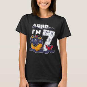 Barns jag är 7 år Pirat kapten 7 Birthday Pi T Shirt