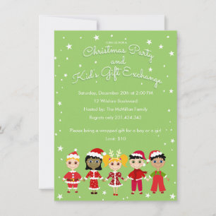 Barns jul i Party och Barn Gift Exchange Inbjudningar