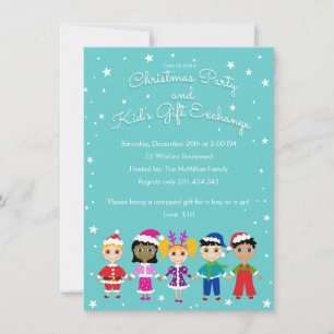 Barns jul i Party och Barn Gift Exchange Inbjudningar