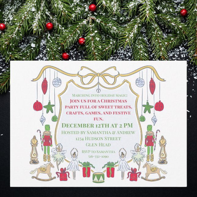 Barns julfest Ballerina Soldier Inbjudningar (Skapare uppladdad)