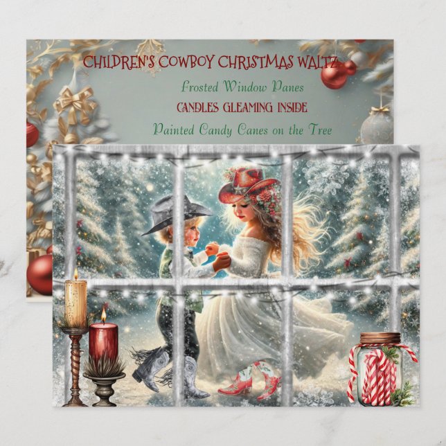 Barns julkort för jultomten Cowboy jul (Fram/baksida)
