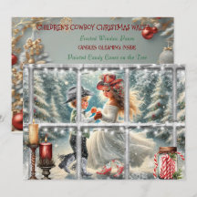 Barns julkort för jultomten Cowboy jul