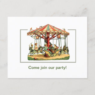 Barns kallelse till fester med merry-go-round inbjudningar