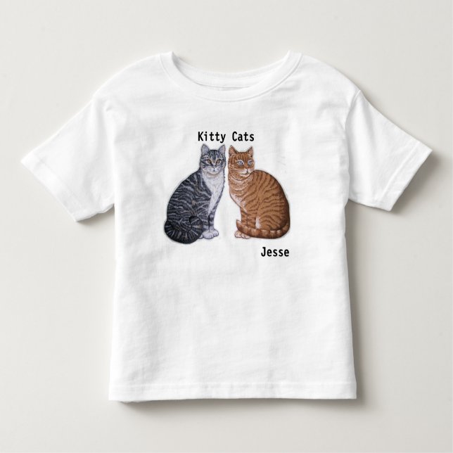 Barns Kattunge T shirt Kids Ditt namn Kitten (Framsida)