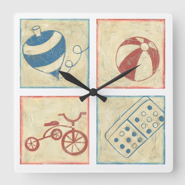 Barns Leksaker av Chariklia Zarris Fyrkantig Klocka (Framsida)