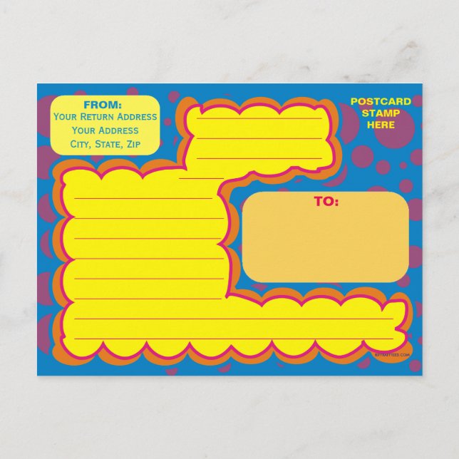 Barns Lila Polka dots Blue Dizzy Dots Roligt Art Vykort (Baksida)