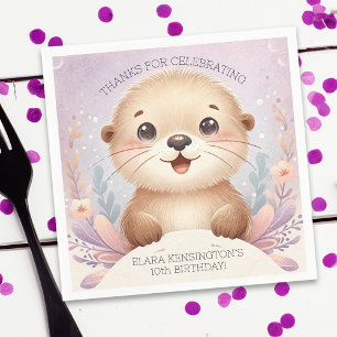 Barns Lilac Sea Otter Cute Birthday Party Pappersservett