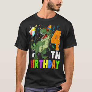 Barns min 4e födelsedagen Lycklig 4-åriga Dino T R Shirt