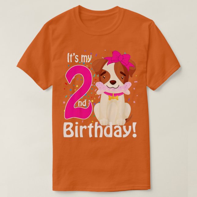 Barns min andra födelsedag, hund älskare, tema 2 å t shirt (Design framsida)