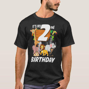 Barns min andra födelsedag Zoo Safari Jungle Anima T Shirt