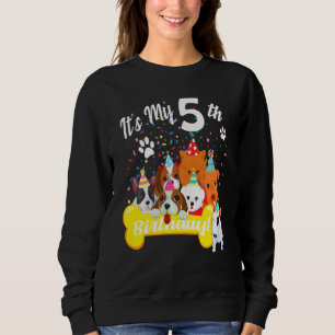 Barns min femte födelsedag Småbarn flicka med Hund T Shirt