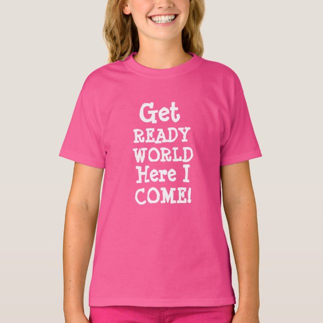 Barns Mode FÅ REDO VÄRLD HÄR I KOM T Shirt (Framsida)