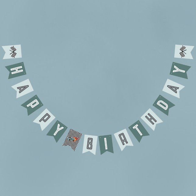 Barns moderna blå Tävla - Boys Birthday Vimplar (Skapare uppladdad)