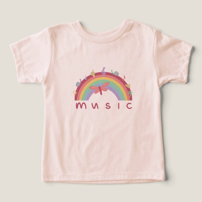 Barns musikregnbåge t shirt (Design Framsida)