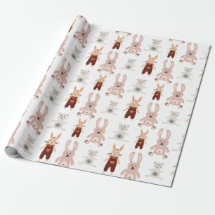 Barns Nalle Kat Leksak Mönster Wrapping Papper Presentpapper