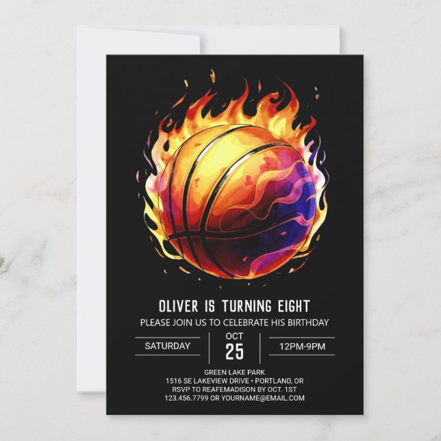 Barns Orange Basketball Birthday Inbjudningar (Framsida)