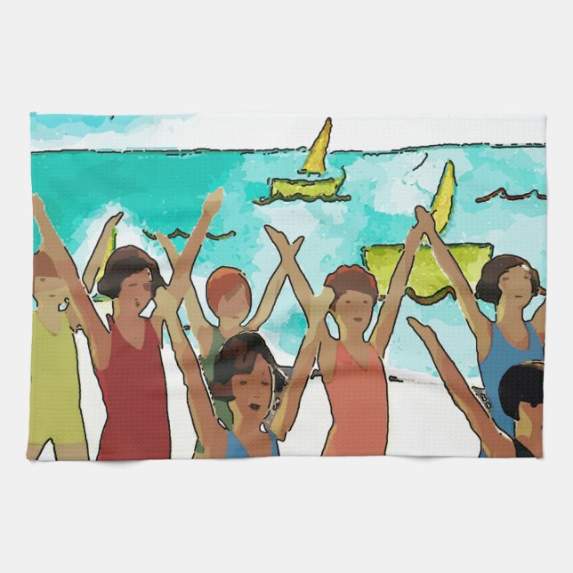 Barns övning i Beach Kökshandduk (Horisontell)