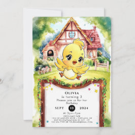 Barns Pastel Chicken Birthday Inbjudningar