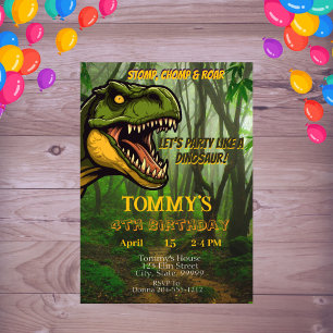 Barns Personlig Dinosaur Birthday Inbjudningar