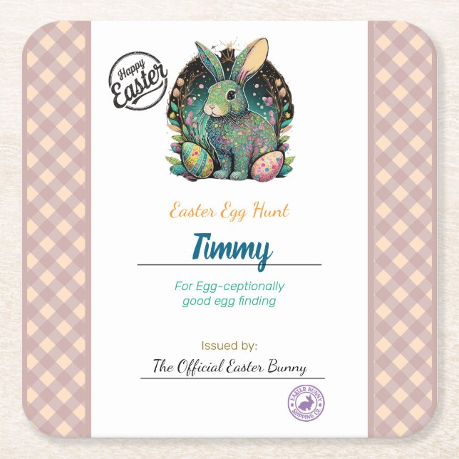Barns Personlig Påskägg-källare Underlägg Papper Kvadrat (Framsidan)