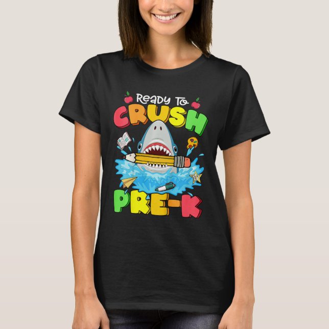 Barns Redo att krossa före K Shark Back to school  T Shirt (Framsida)