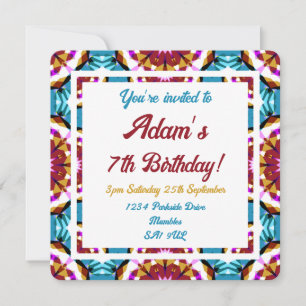 Barns Roligt Blue Rosa Brown Tropical Birthday Inbjudningar
