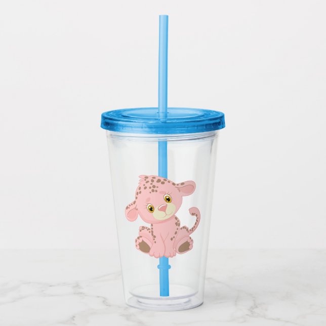 Barns Rosa Leopard Drinking Kopp Take Away Mugg (Framsida)