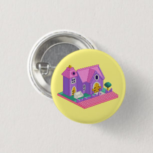 Barns Rosa Lila Pixel Art 90s Leksak Church Sticke Knapp