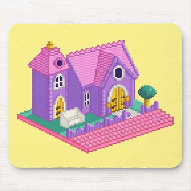 Barns Rosa Lila Pixel Art 90s Leksak Church Sticke Musmatta (Framsidan)