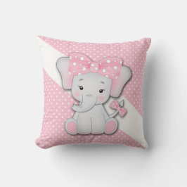 Barns rosa, vit grått tecknad elefant kudde